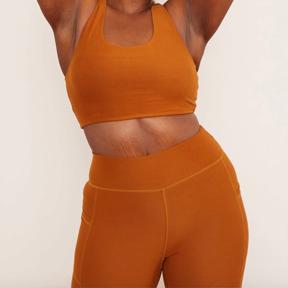 Wolven athletic set yoga top pocket bike short turmeric size large